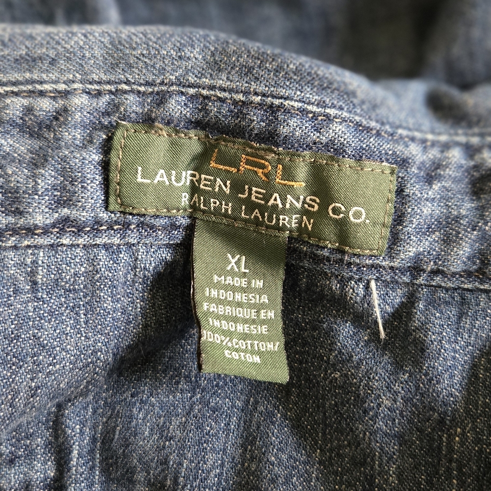 Ralph Laure Womens Denim Button-Down Shirt in Indigo Blue - Picture 8 of 10